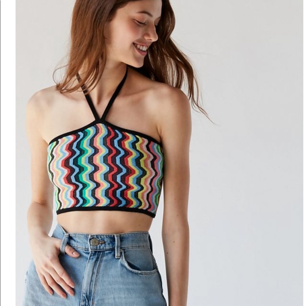 UO zig zag cropped halter top